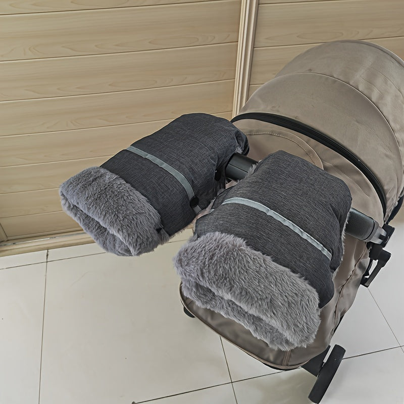 Waterproof Stroller Hand Muffs for Adults Windproof Plush Fleece Lined Gloves