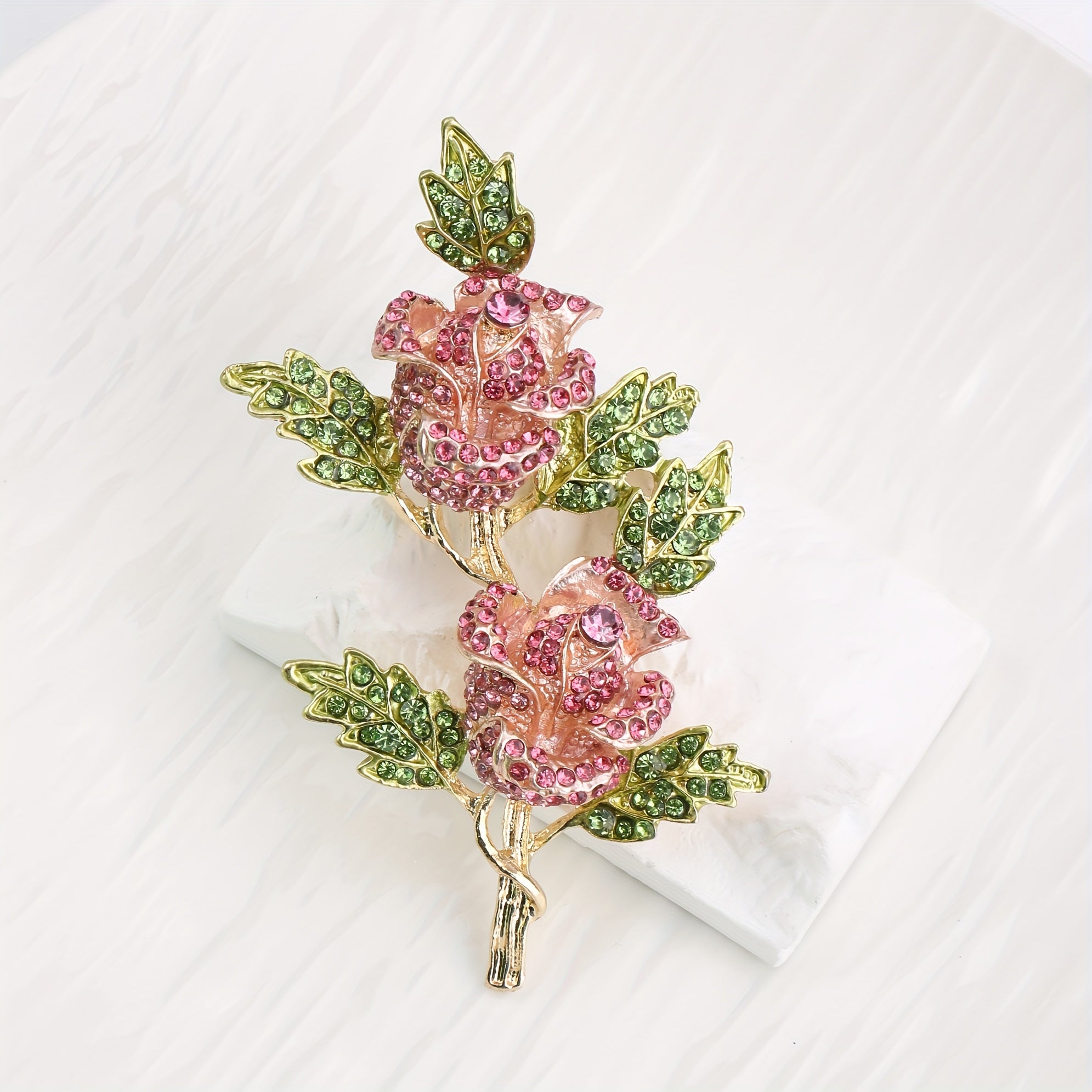 Elegant Rhinestone Rose Brooch for Dresses and Suits Gift for Valentine's Day or Christmas