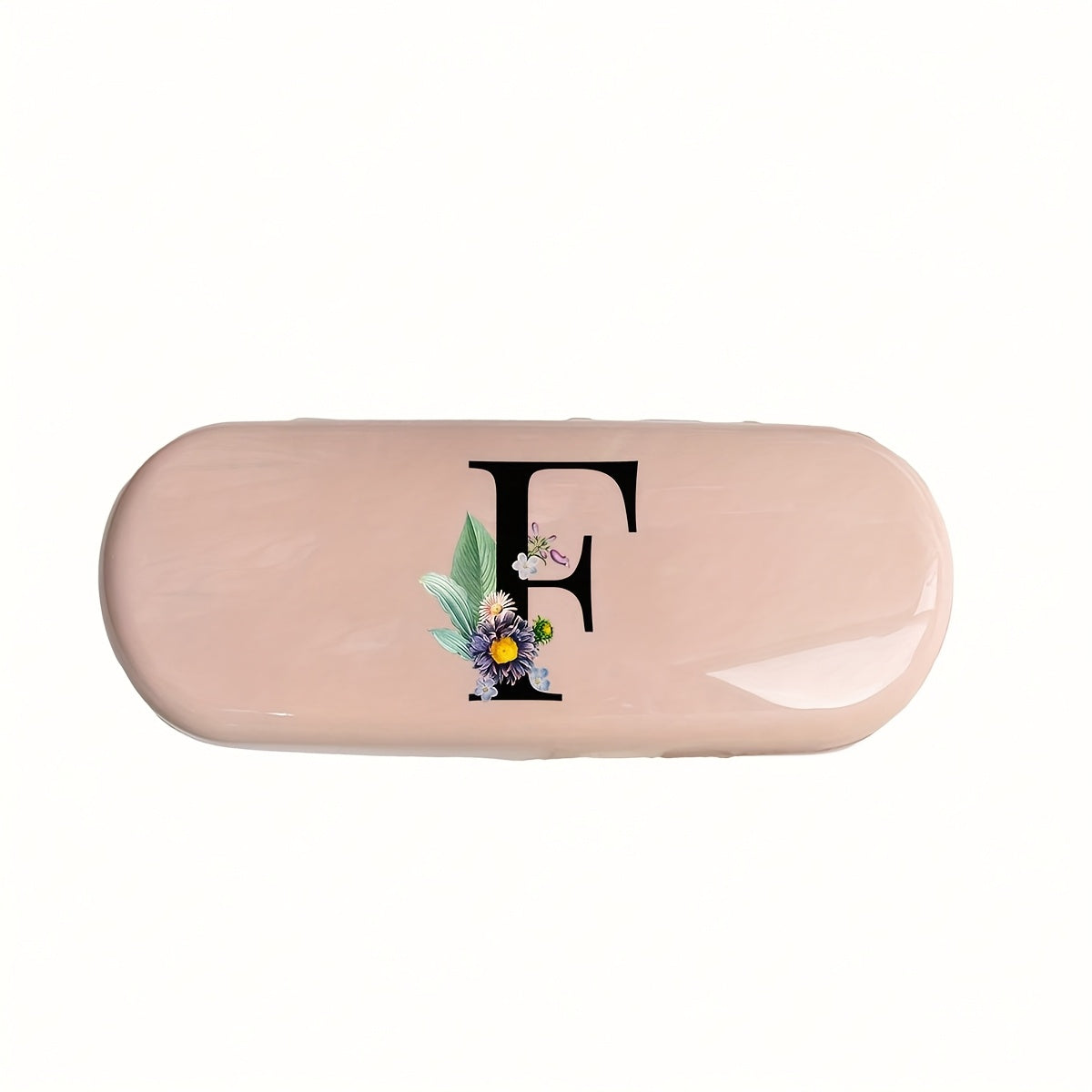 Pink Floral Monogram Glasses Case Waterproof Dustproof Compact Plastic Storage Box for Men and Women