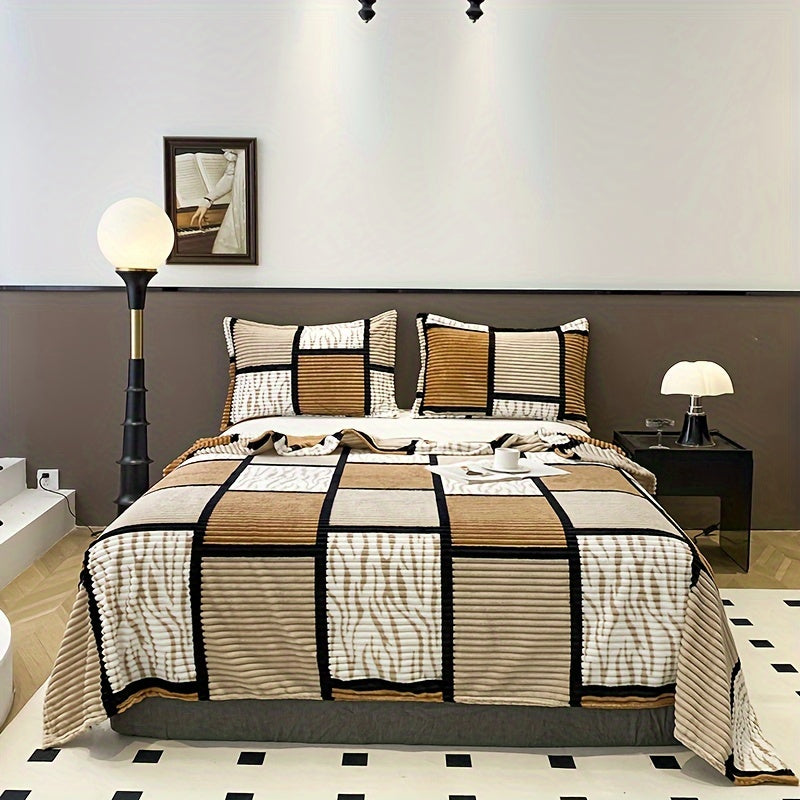 Manta de terciopelo impresa geométrica para cama, sofá, camping, aire acondicionado, todas las estaciones