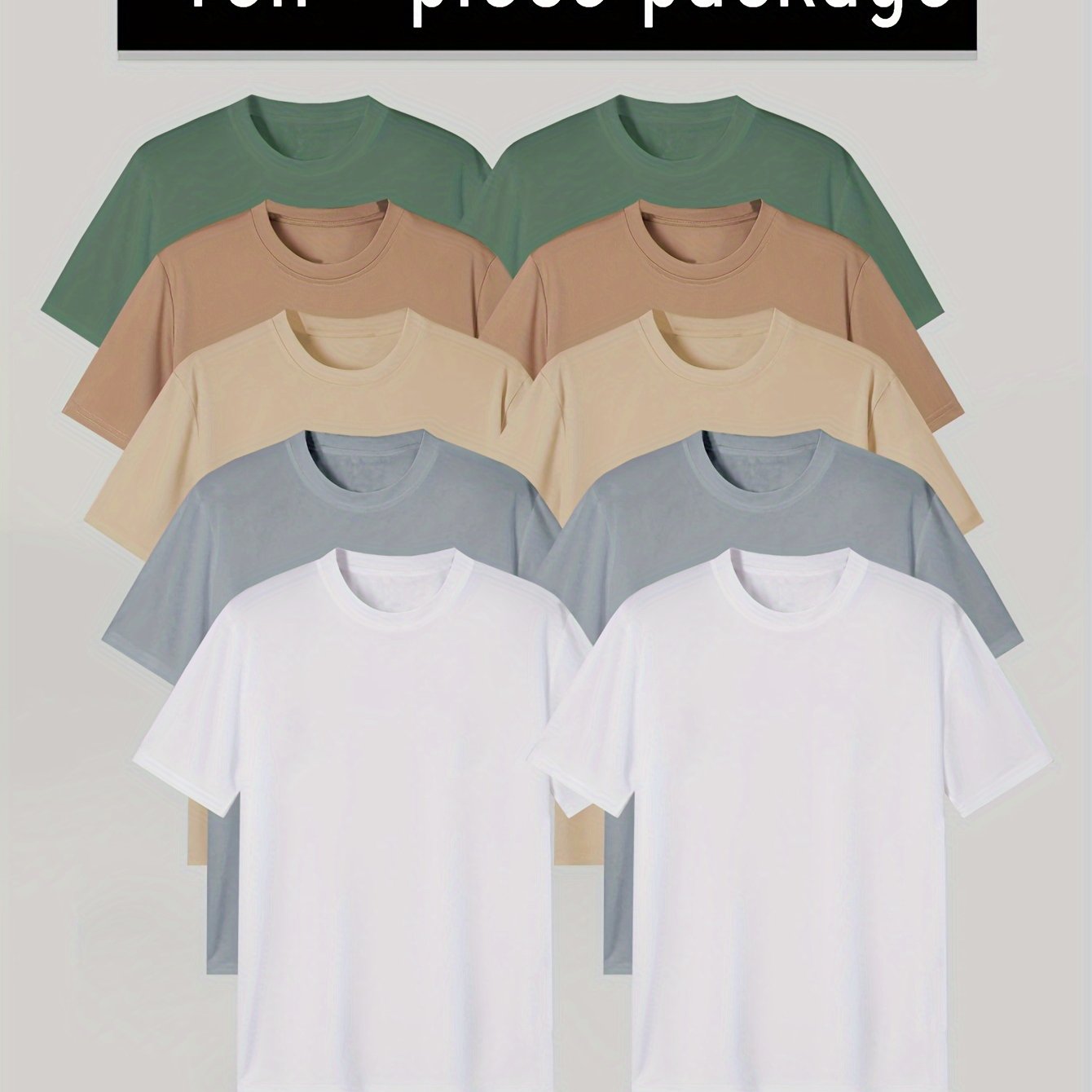 Men's Casual Solid T-Shirts Short Sleeve Crew Neck Moisture Wicking Pack of 10