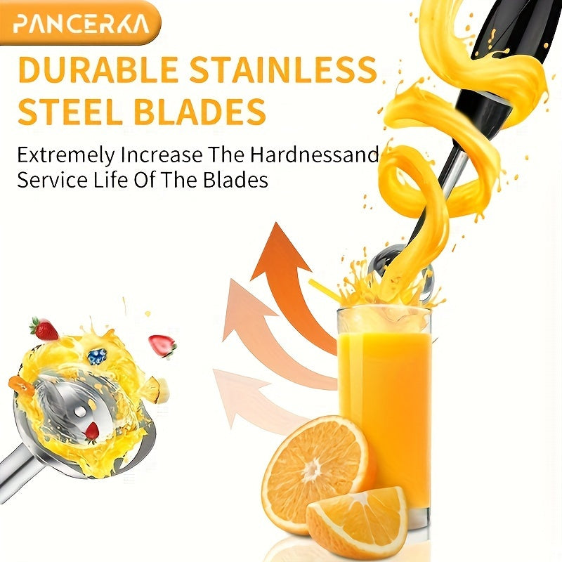 100W qoʻl blenderi toʻplami, zanglamaydigan poʻlatdan yasalgan, mis motor, urgʻich va sut koʻtaruvchi qoʻshimchalari bilan