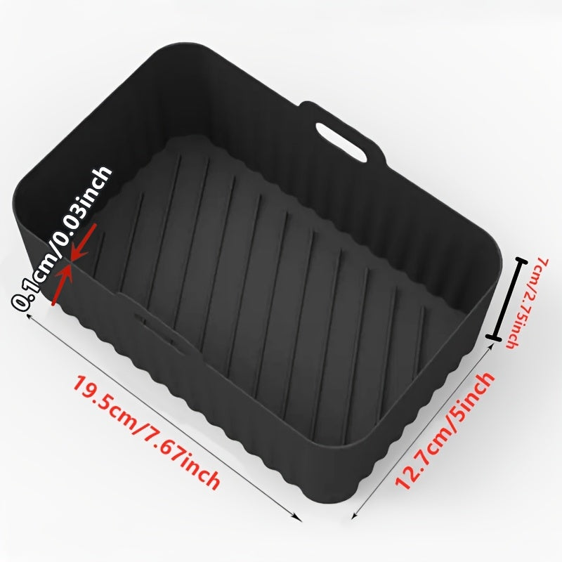 1/2 dona kvadrat havo fritüri silikon qozon oven pishirish panjara uchun, o'lchami 19.48cm x 12.7cm x 6.99cm.