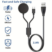 USB Charging Cable for Samsung Galaxy Watch Active 1/2/3/4/5/6 and C Phone 1.2m Black