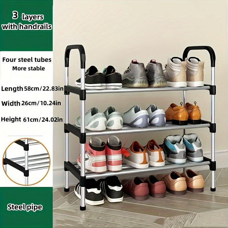 Multi-Layer Shoe Rack with Golden Connectors for Entryway and Bedroom Storage