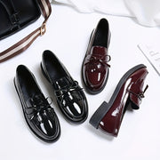 Women's Slip-On Shoes Preppy Style Solid Color Round Toe Bow Embellishment Man-Made Materials