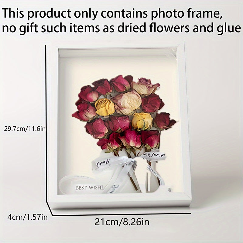 Wooden Display Frame for Dried Flowers and Keepsakes 3D Hollow Design