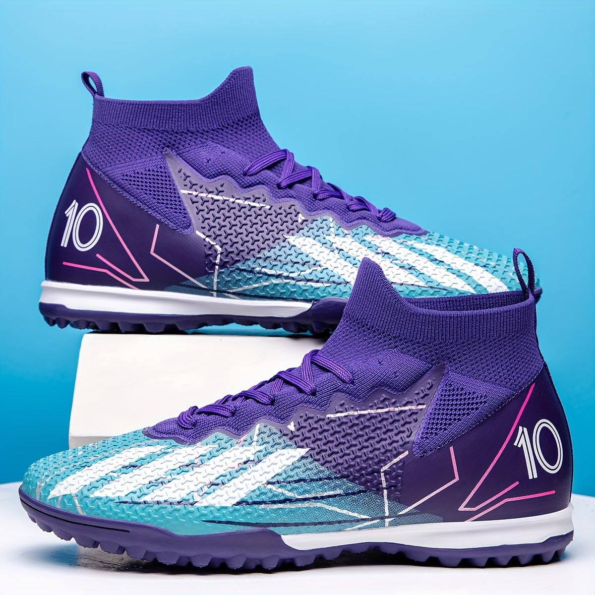 High Top Soccer Shoes Non-Slip Turf Grips Indoor Outdoor Training