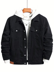 Men's Plus Size Casual Jacket Rayon Blend Stretch Solid Color Pockets