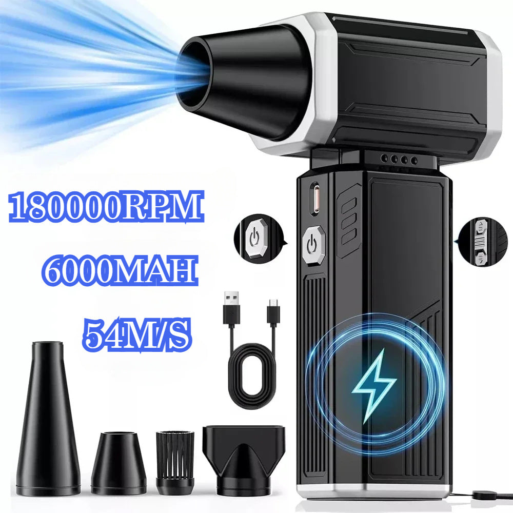 Electric Turbo Air Blower 180000RPM Brushless Motor 54m/s 6000mAh Type-C