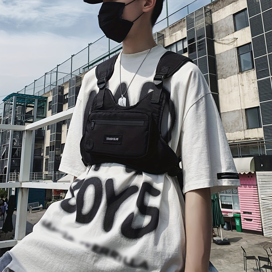 Men's Oxford Canvas Chest Bag and Outdoor Vest for Daily Commute