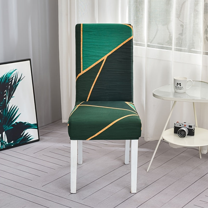 1 шт. Чехол для стула из спандекса с эластичным цветочным принтом для дома и ресторана, изготовленный из растягивающейся полиэстеровой ткани для различных условий, таких как отель, столовая, офис, банкет и домашний декор.