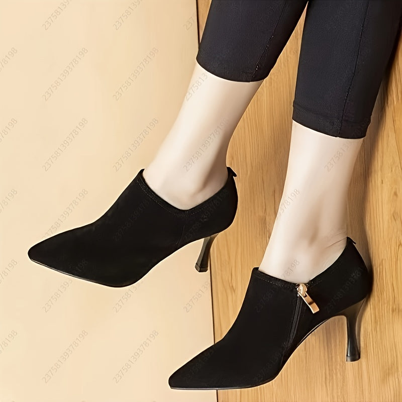 Women's Pointed Toe Stilettos Matte Black Slip-Resistant TPR Sole All-Season