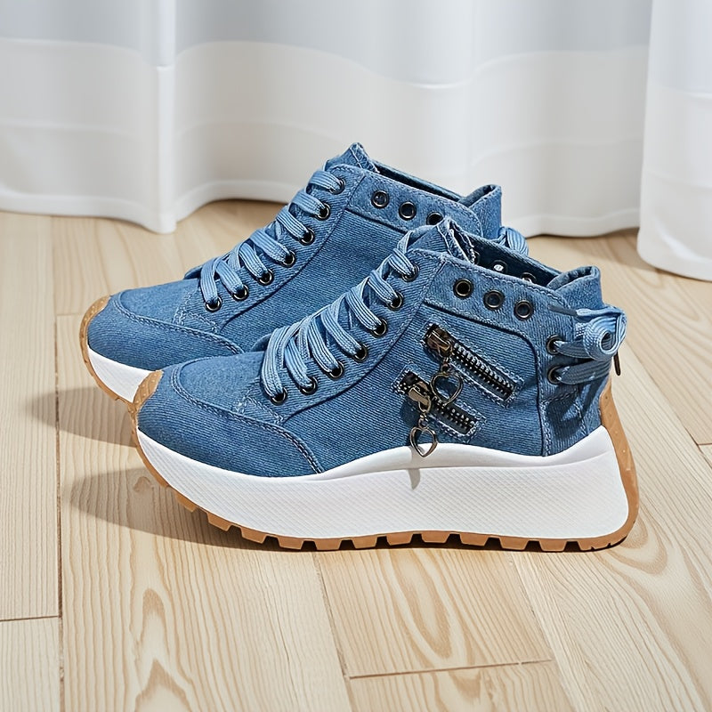 Женские кроссовки high-top casual легкие ретро для всех сезонов бежевый синий