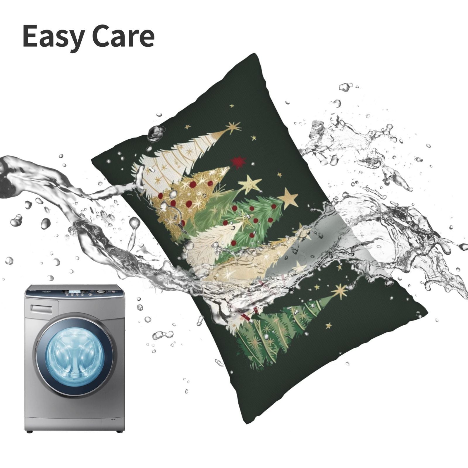 Christmas Pillow Covers Set 2 Green Polyester 50x30cm Sofa Cushion Decor