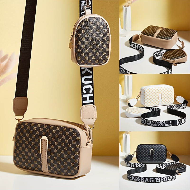 Women's 2-Piece Set Polka Dot PU Shoulder Bag with Removable Strap