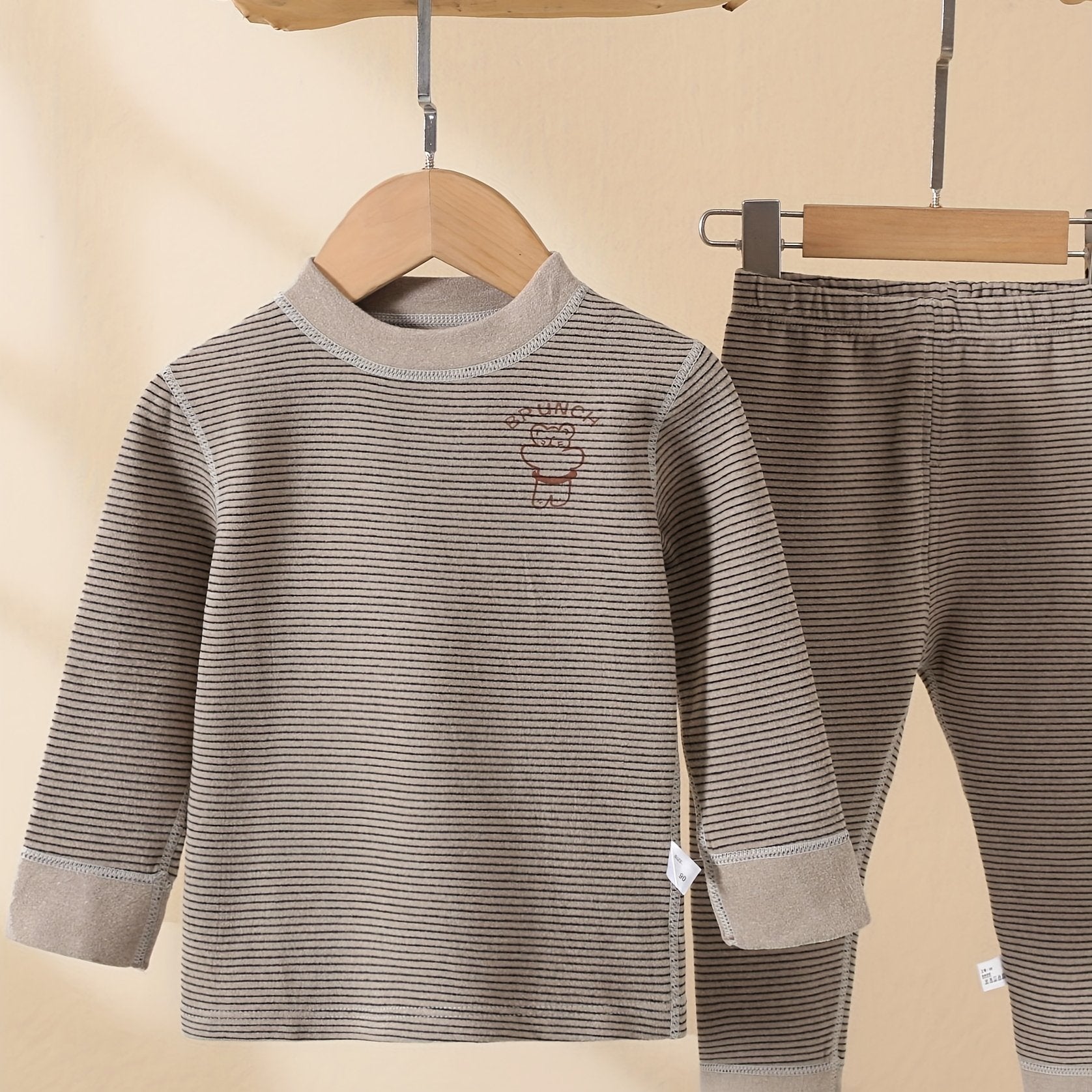 Toddler Boys Pajama Set Long Sleeve Top and Pants Stripe Pattern Fall Winter