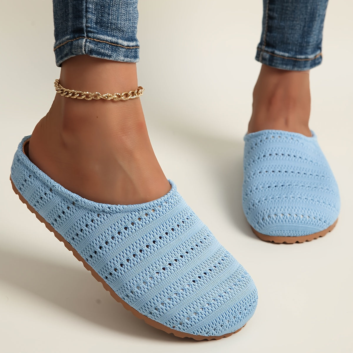 Women's Yellow Slip-On Mules Comfortable Platform Shoes Breathable Fabric