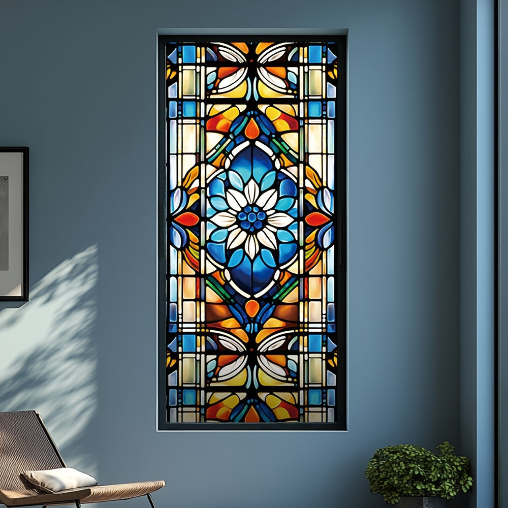 Rose Flower Privacy Window Film UV Sun Protection Heat Insulation Non-Adhesive PVC