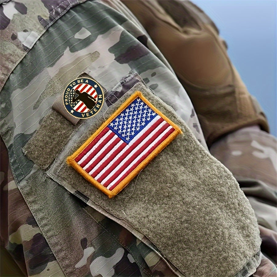 10 dona Veteran Memorial Lapel Pin Badges to'plami, Ayollar uchun Vintage Alloy Dumaloq Pinlar