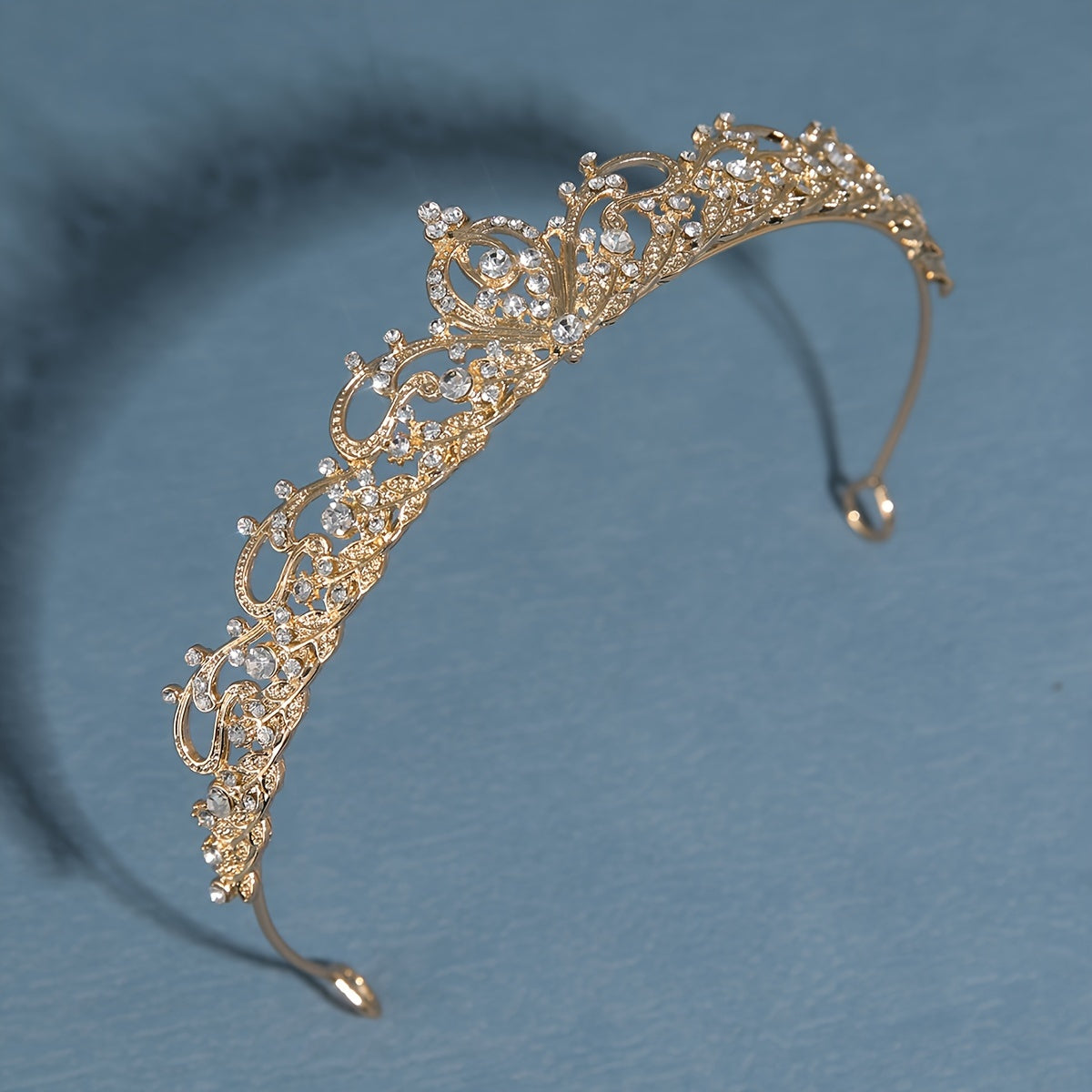 Diadema Golden Crown con diamantes para fiestas, bodas y cumpleaños