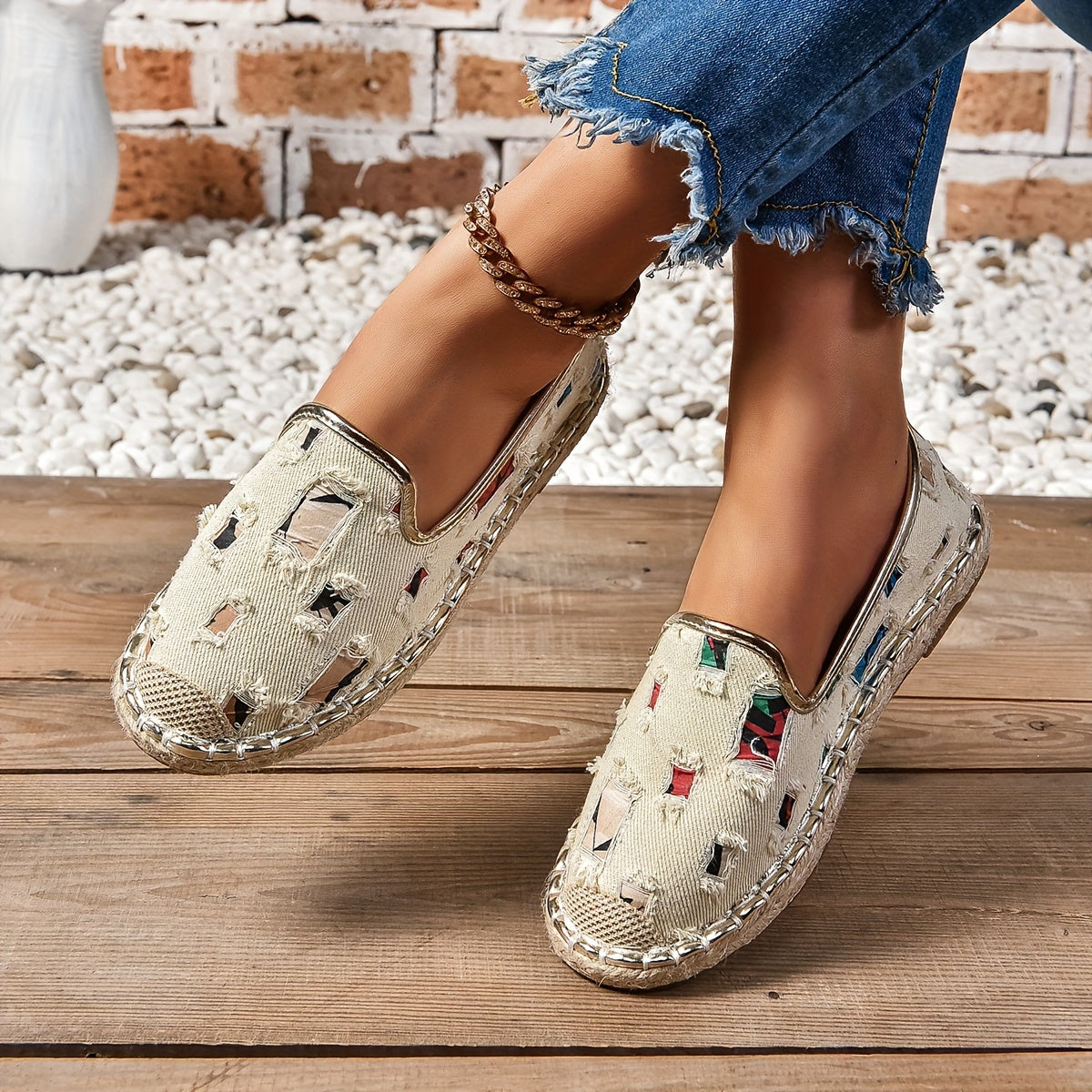 Women's Casual Woven Rope Sneakers Flat Trendy Flat Shoes