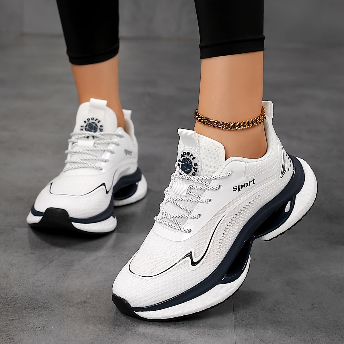 Women's Mesh Athletic Sneakers Lightweight Running Shoes Black White Blue