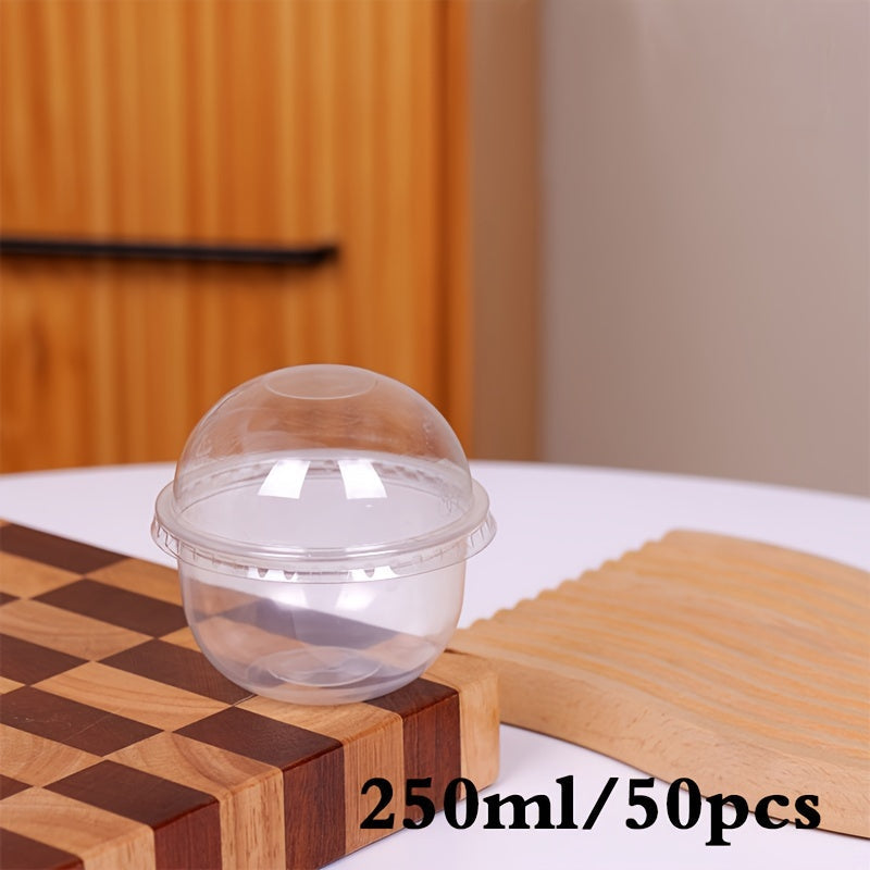 Set of 50 Clear U-Shaped Dessert Cups for Mousse and Parfaits, Recyclable