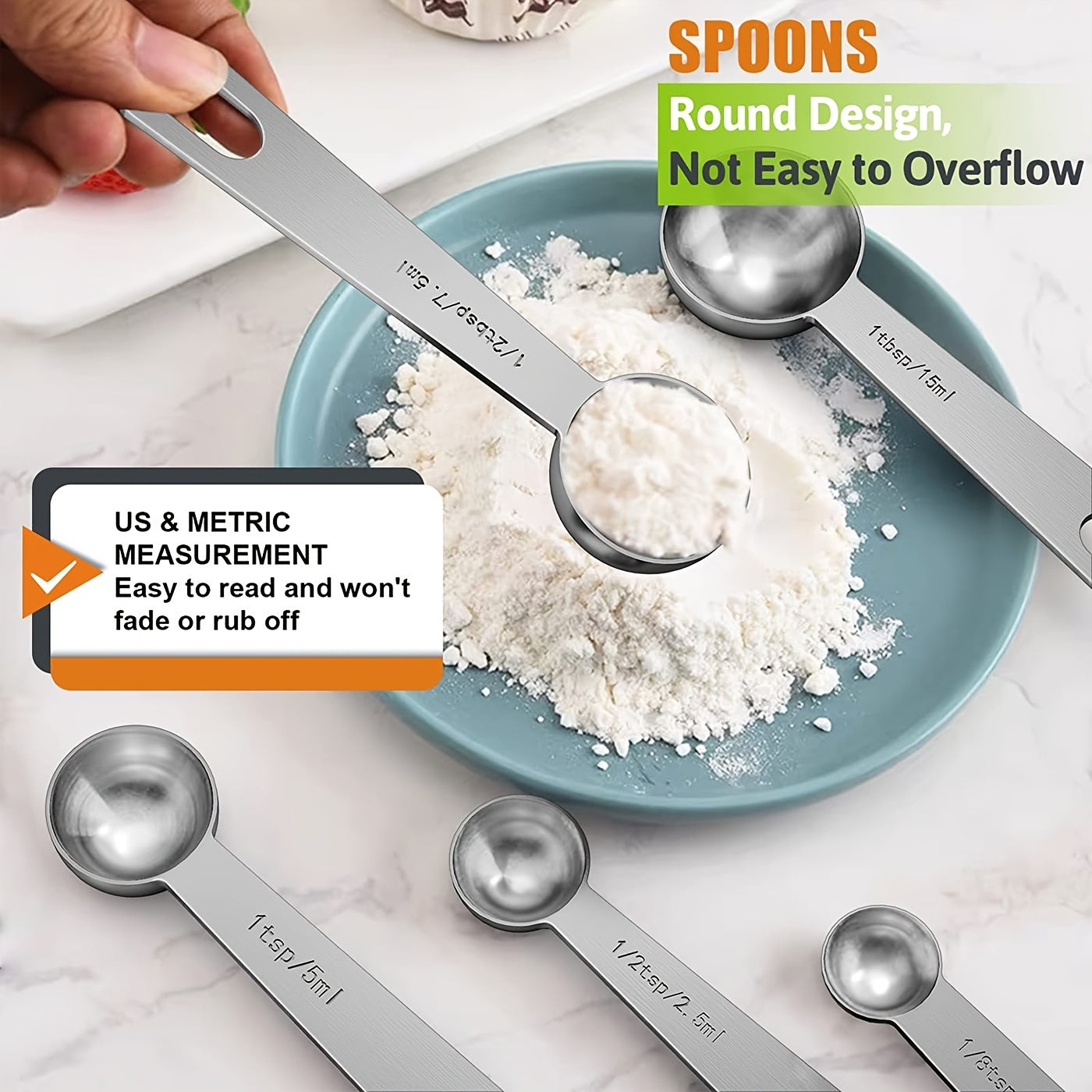 Set of 20 Kitchen Measuring Cups and Spoons Stainless Steel Nesting Baking Tools