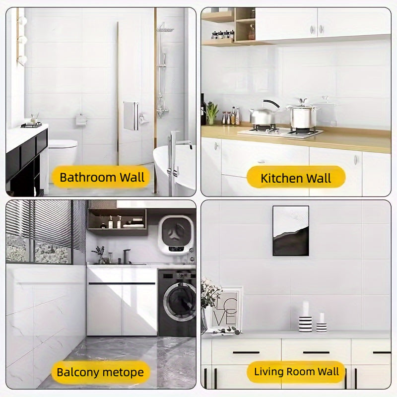 Self-Adhesive Marble Tile Wall Stickers Waterproof Oil-Proof Removable for Kitchen Bathroom Decor
