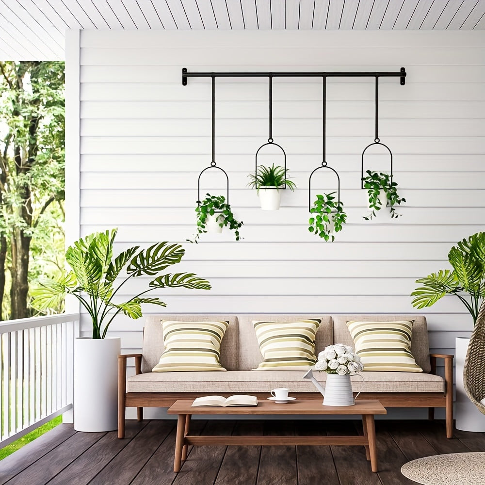 Metal Wall Planters and Storage Racks with Adjustable Nylon Cord Hooks for Indoor Herb Garden and Kitchen Storage