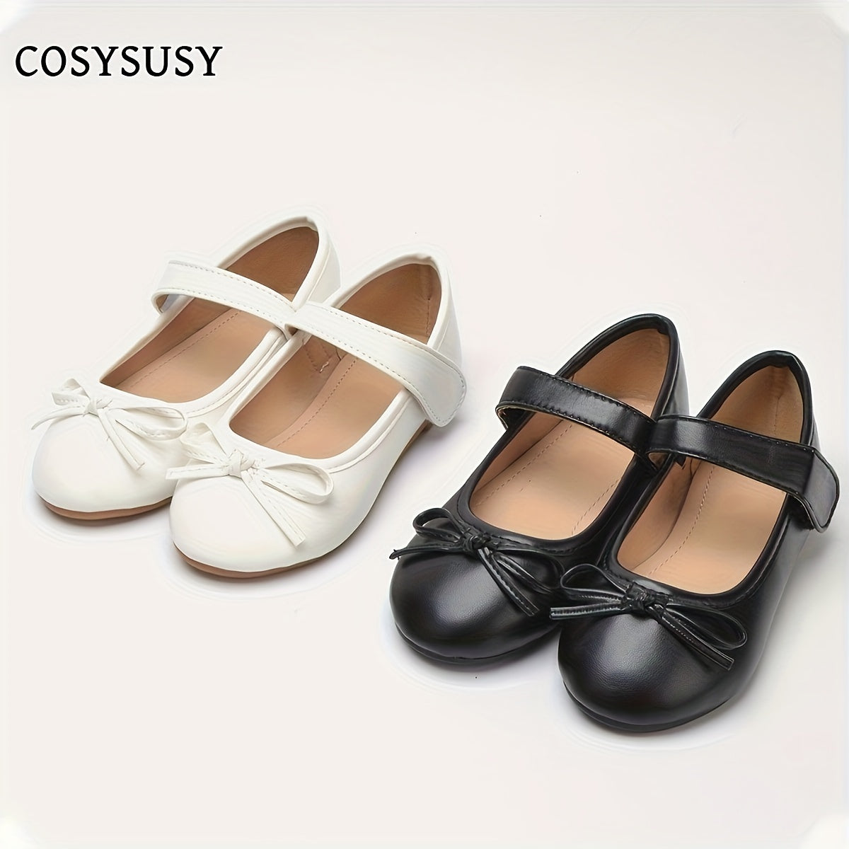 Girls Mary Jane Shoes with Non-Slip Soles Bow Embellishment Casual Flats for Students