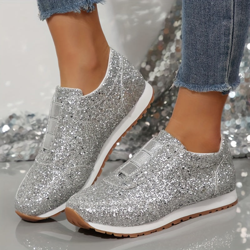 Женские серебряные кроссовки низкие без шнурков дышащие спортивные туфли