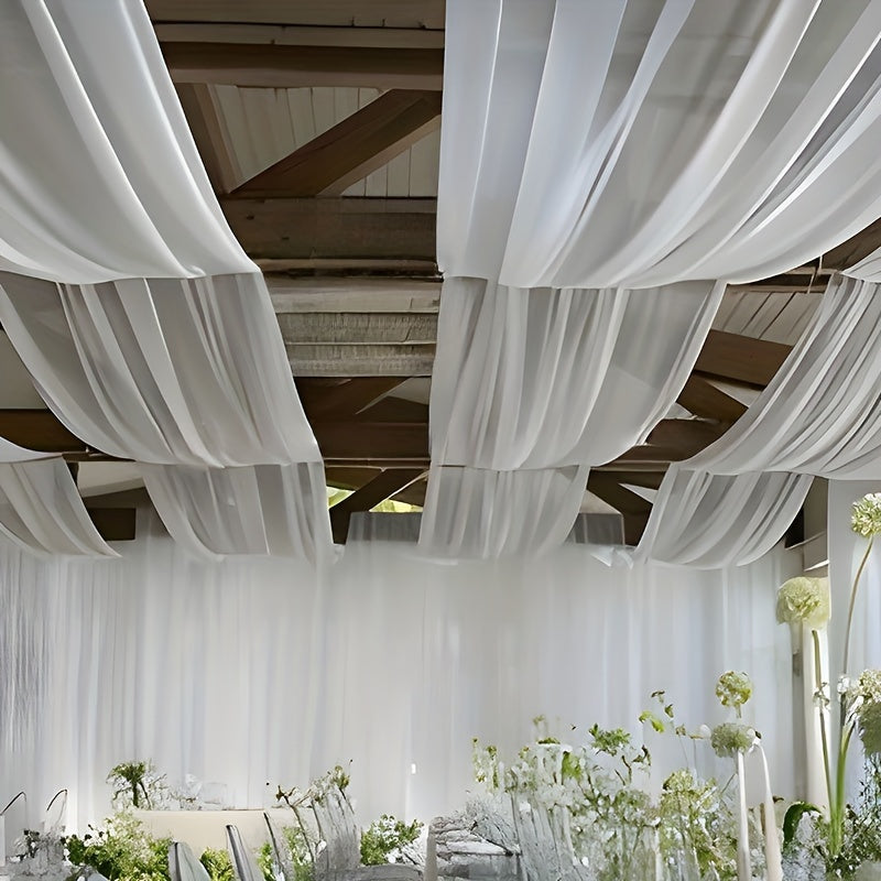 White Sheer Chiffon Draping Fabric for Weddings and Events 7.92M Plus 8.23M Polyester