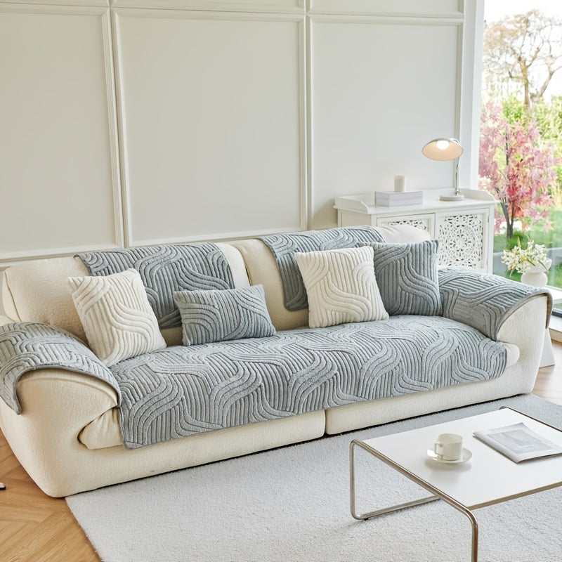 Klassik Stripe Divan qopqog'i, sirpanmaydigan, itga do'st polyester himoya, kreslo, divan, 3-4 o'rinli bo'lakli bo'lak