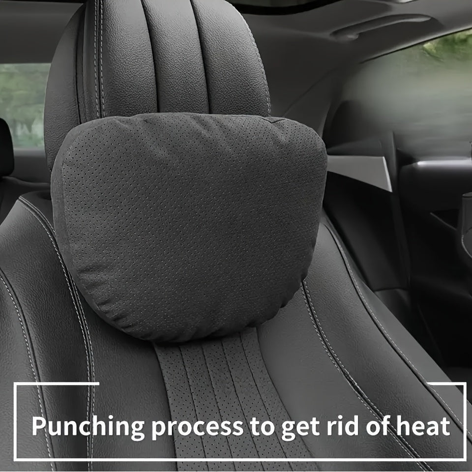Universal Suede Headrest and Lumbar Support Combo Breathable Ergonomic Pillow Set