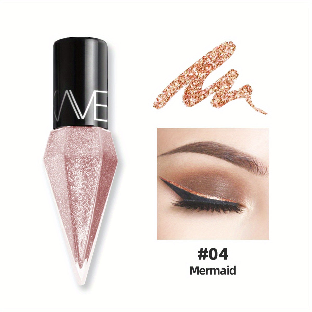 Yaltiraydigan suyuqlikli ko'z qalamchalari, ko'p rangli, olmos shimmery, talksiz