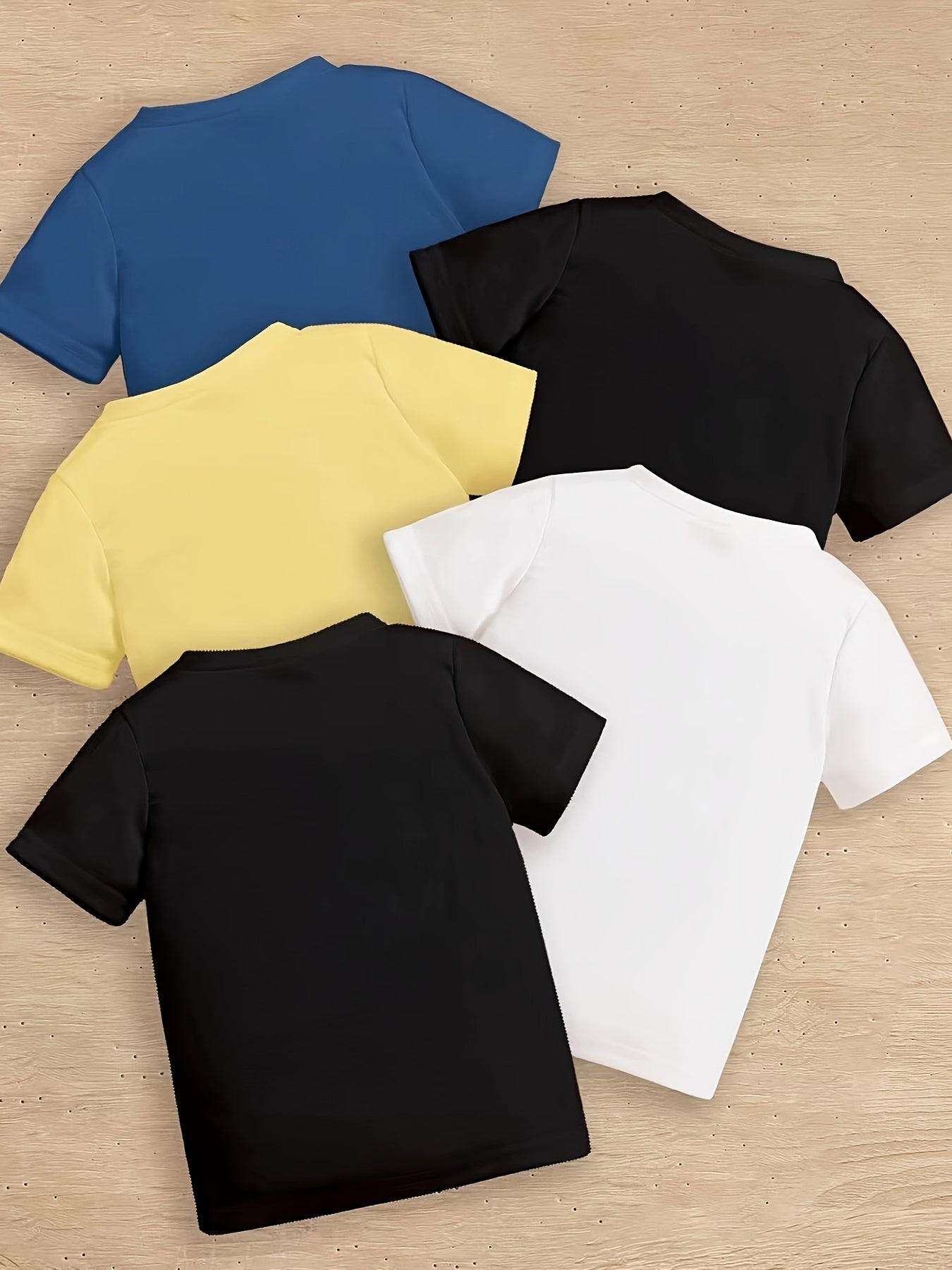Kids' Summer Casual T-Shirts Set 5 Pack Boys Cotton Short Sleeve Tops