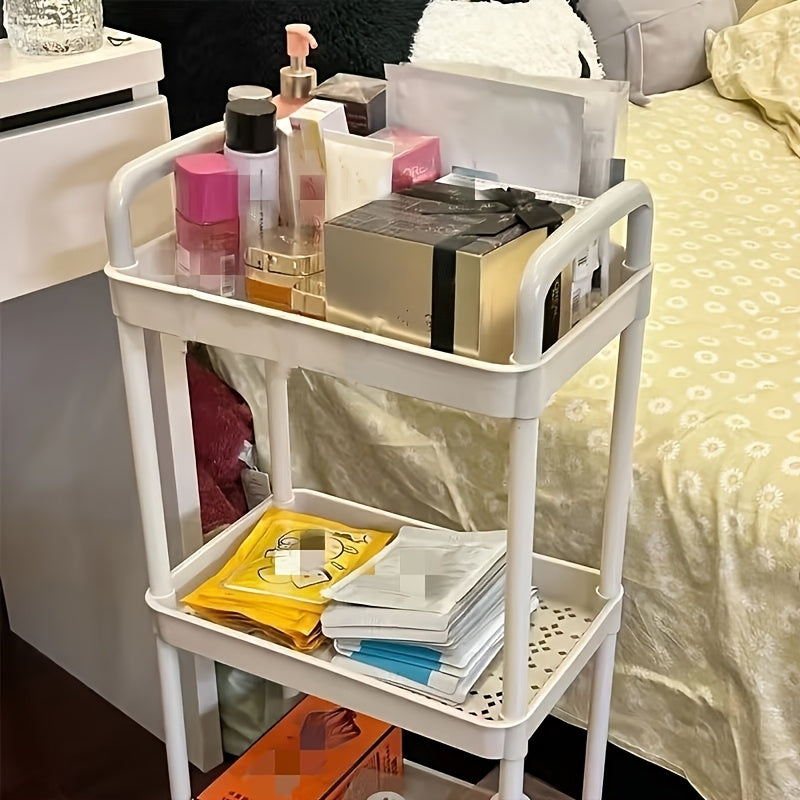 Christmas Three-Layer Trolley Storage Rack for Kitchen Bathroom Bedside Mobile Shelf