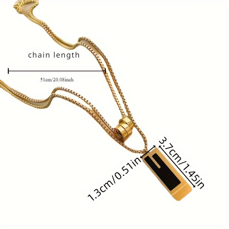 Titanium Steel Double-Layered Necklace with Vintage Style Pendant for Daily Wear