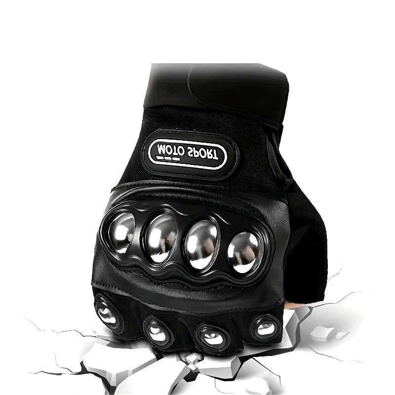 Men Black Steel Motorcycle Gloves Outdoor Power Sports Protective Gear