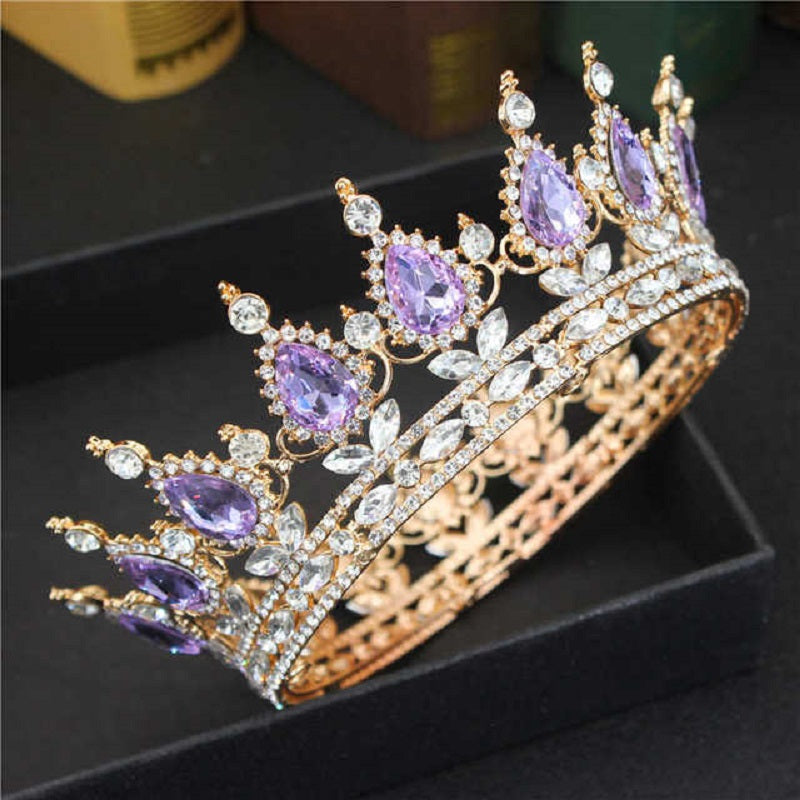 Wedding Crown for Women and Girls Rhinestone Gold Baroque Queen Tiara Bridal Headpiece