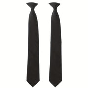 Set of 2 Men's Black Clip-On Neckties for Business Weddings and Formal Wear