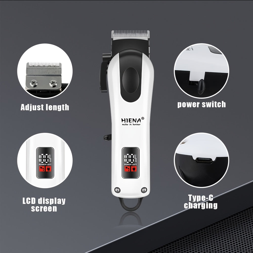 Electric Hair Clipper Set with USB Rechargeable Cordless Design LCD Display and Storage Bag