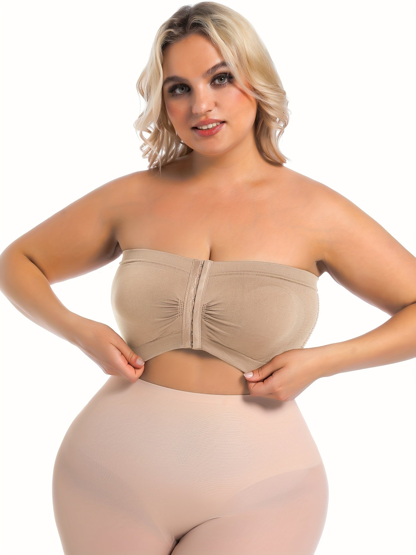 Plus Size Seamless Breathable No Underwire Bra With Front Closure