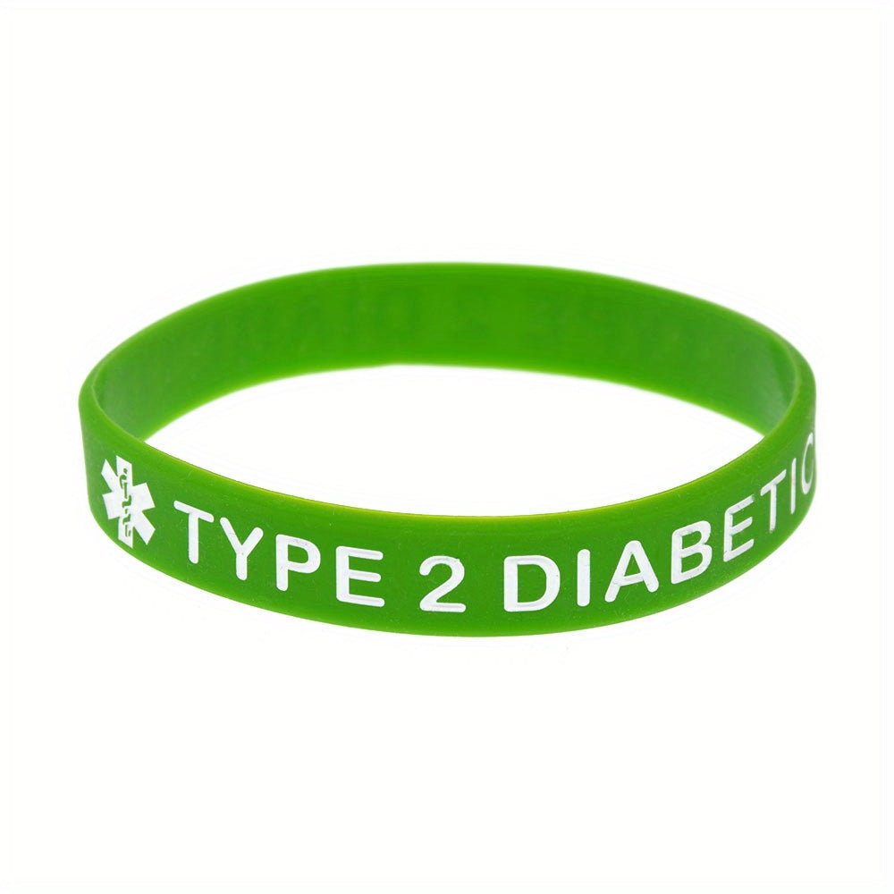 Unisex Silicone Diabetes Medical Alert Ring and Wristband Set