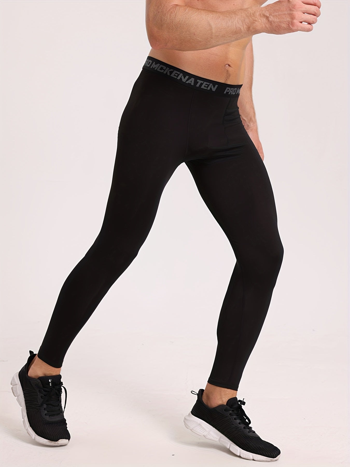 Men's Black Thermal Compression Tights for Basketball Running and Workout