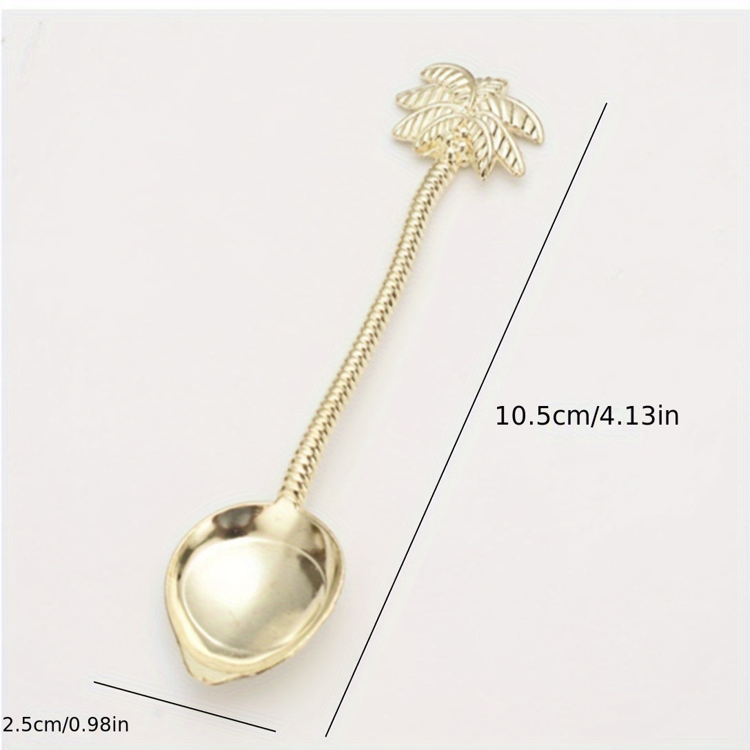 Set of 6 Tropical Coconut Palm Metal Coffee Stirring Spoons for Dining Bar Gift