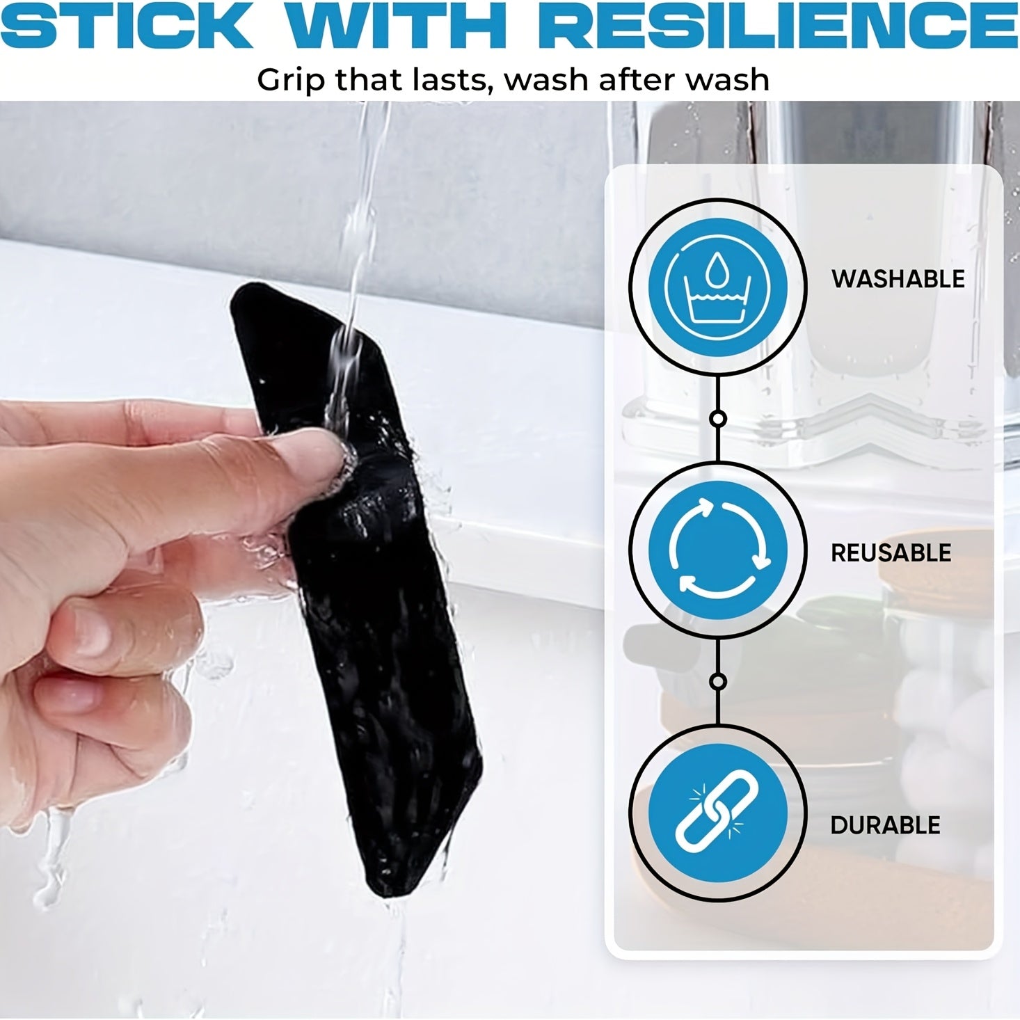 Almohadillas adhesivas reutilizables de doble cara para alfombras para suelos de madera dura, seguras y sin costuras