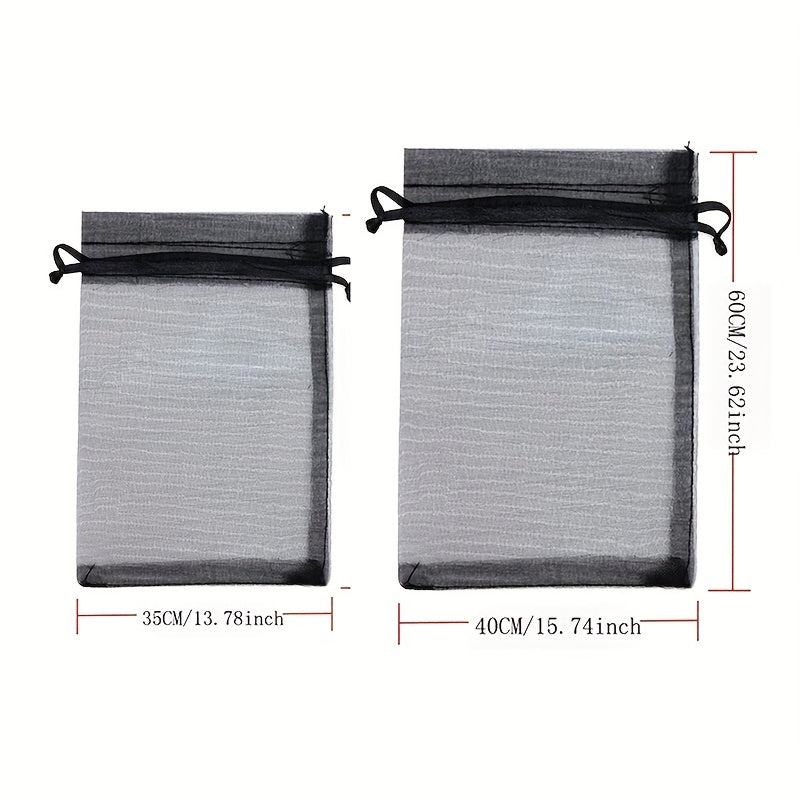 Набор из 5 больших черных органзовых подарочных мешков для упаковки свадебных конфет 35x50см или 40x60см